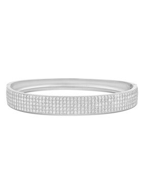 SHYMI Wide Pave Bangle Silver Rhodium Plated CZ Bracelet